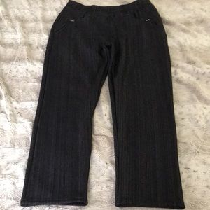 Fleece lined leggings XL black herringbone high waist stretch warm cozy XJBOOST
